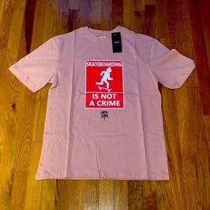 NAGRI Skateboarding is not a crime pale pink Tee Shirt MEN size large